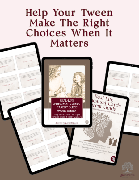 Real-Life Rehearsal Cards PLUS Parent Guide: Tween Edition - Practice Kindness Before Pressure Hits